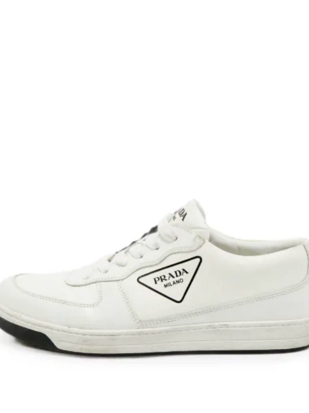 Prada White Leather Lace-Up Sneakers